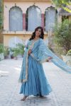 3NEW ARRIVAL GEORGETTE SEQUENCE EMBROIDERY WORK GOWN WITH DUPATTA FESTIVE WEAR WHOLESALE PRICE ETHNIC GARMENT (4)