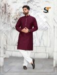 3TRADITIONAL ART SILK SEQUENCE WORK COLLAR MEN’S KURTA PAYJAMA PARTY WEAR WHOLESALE PRICE ETHNIC GARMENT (13)