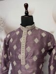 4FANCY MONO SILK EMBROIDERY SEQUENCE WORK MEN’S KURTA PAYJAMA FESTIVE WEAR WHOLESALE PRICE ETHNIC GARMENT (14)