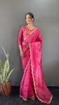 4MOST PICKED GOLD CRUSH SILK SEQUENCE ARC BOREDR WORK READY TO WEAR SAREE WITH STITCHED BLOUSE PARTY WEAR WHOLESALE PRICE ETHNIC GARMENT (10)