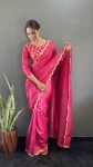 4MOST PICKED GOLD CRUSH SILK SEQUENCE ARC BOREDR WORK READY TO WEAR SAREE WITH STITCHED BLOUSE PARTY WEAR WHOLESALE PRICE ETHNIC GARMENT (10)
