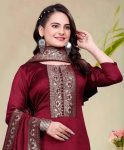 5FANCY VICHITRA SILK LACE BORDER WORK TOP WITH DUPATTA FESTIVE WEAR WHOLESALE PRICE ETHNIC GARMENT (9)