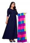 7NEW ARRIVAL POLY CARPE MOTI WORK GOWN WITH DUPATTA  NAVY BLUE