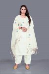 6NEW ARRIVAL CHANDERI COTTON EMBROIDERY WORK TOP BOTTOM WITH DUPATTA FESTIVE WEAR WHOLESALE PRICE ETHNIC GARMENT (9)