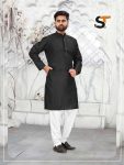 6TRADITIONAL ART SILK SEQUENCE WORK COLLAR MEN’S KURTA PAYJAMA PARTY WEAR WHOLESALE PRICE ETHNIC GARMENT (9)
