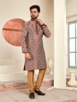 7DESIGNER JACQUARD PRINTED AND LACE WORK MEN’S KURTA PAYJAMA FESTIVE WEAR WHOLESALE PRICE ETHNIC GARMENT (8)