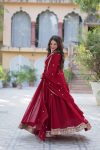 ATTRACTIVE BLOOMING GEORGETTE EMBROIDERY SEQUENCE WORK GOWN WITH DUPATTA PARTY WEAR WHOLESALE PRICE ETHNIC GARMENT (4)