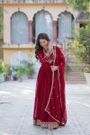 ATTRACTIVE BLOOMING GEORGETTE EMBROIDERY SEQUENCE WORK GOWN WITH DUPATTA PARTY WEAR WHOLESALE PRICE ETHNIC GARMENT (4)