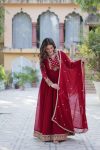 ATTRACTIVE BLOOMING GEORGETTE EMBROIDERY SEQUENCE WORK GOWN WITH DUPATTA PARTY WEAR WHOLESALE PRICE ETHNIC GARMENT (4)