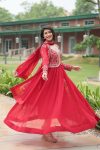 ATTRACTIVE BLOOMING GEORGETTE EMBROIDREY SEQUENCE WORK GOWN WITH DUPATTA PARTY WEAR WHOLESALE PRICE ETHNIC GARMENT (1)