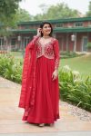 ATTRACTIVE BLOOMING GEORGETTE EMBROIDREY SEQUENCE WORK GOWN WITH DUPATTA PARTY WEAR WHOLESALE PRICE ETHNIC GARMENT (1)