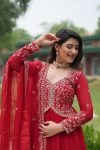 ATTRACTIVE BLOOMING GEORGETTE EMBROIDREY SEQUENCE WORK GOWN WITH DUPATTA PARTY WEAR WHOLESALE PRICE ETHNIC GARMENT (1)