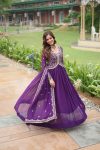 ATTRACTIVE BLOOMING GEORGETTE EMBROIDREY SEQUENCE WORK GOWN WITH DUPATTA PARTY WEAR WHOLESALE PRICE ETHNIC GARMENT (5)