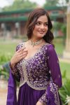 ATTRACTIVE BLOOMING GEORGETTE EMBROIDREY SEQUENCE WORK GOWN WITH DUPATTA PARTY WEAR WHOLESALE PRICE ETHNIC GARMENT (5)