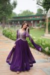 ATTRACTIVE BLOOMING GEORGETTE EMBROIDREY SEQUENCE WORK GOWN WITH DUPATTA PARTY WEAR WHOLESALE PRICE ETHNIC GARMENT (5)