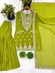 ATTRACTIVE GEORGETTE EMBROIDERY SEQUENCE WORK TOP SHARARA WITH DUPATTA FESTIVE WEAR WHOLESALE PRICE ETHNIC GARMENT (3)