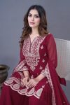 ATTRACTIVE GEORGETTE EMBROIDREY SEQUENCE WORK TOP SHARARA WITH DUPATTA PARTYWEAR WHOLESALE PRICE ETHNIC GARMENT (9)