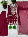 ATTRACTIVE GEORGETTE EMBROIDREY SEQUENCE WORK TOP SHARARA WITH DUPATTA PARTYWEAR WHOLESALE PRICE ETHNIC GARMENT (9)