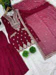 ATTRACTIVE GEORGETTE EMBROIDREY SEQUENCE WORK TOP SHARARA WITH DUPATTA PARTYWEAR WHOLESALE PRICE ETHNIC GARMENT (9)