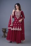 ATTRACTIVE GEORGETTE EMBROIDREY SEQUENCE WORK TOP SHARARA WITH DUPATTA PARTYWEAR WHOLESALE PRICE ETHNIC GARMENT (9)