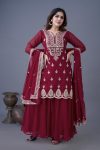 ATTRACTIVE GEORGETTE EMBROIDREY SEQUENCE WORK TOP SHARARA WITH DUPATTA PARTYWEAR WHOLESALE PRICE ETHNIC GARMENT (9)