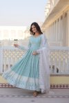 ATTRACTIVE GEORGETTE THREAD SEQUENCE WORK GOWN WITH DUPATTA PARTY WEAR WHOLESALE PRICE ETHNIC GARMENT (1)
