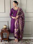 ATTRACTIVE VISCOSE CHANDERI SILK BEADS HAND WORK TOP BOTTOM WITH DUPATTA PARTY WEAR WHOLESALE PRICE ETHNIC GARMENT (6)
