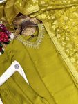 ATTRACTIVE VISCOSE CHANDERI SILK BEADS HAND WORK TOP BOTTOM WITH DUPATTA PARTY WEAR WHOLESALE PRICE ETHNIC GARMENT (4)
