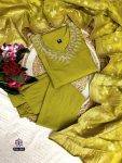 ATTRACTIVE VISCOSE CHANDERI SILK BEADS HAND WORK TOP BOTTOM WITH DUPATTA PARTY WEAR WHOLESALE PRICE ETHNIC GARMENT (4)