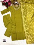 ATTRACTIVE VISCOSE CHANDERI SILK BEADS HAND WORK TOP BOTTOM WITH DUPATTA PARTY WEAR WHOLESALE PRICE ETHNIC GARMENT (4)