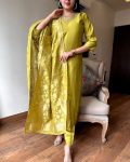 ATTRACTIVE VISCOSE CHANDERI SILK BEADS HAND WORK TOP BOTTOM WITH DUPATTA PARTY WEAR WHOLESALE PRICE ETHNIC GARMENT (4)