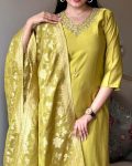 ATTRACTIVE VISCOSE CHANDERI SILK BEADS HAND WORK TOP BOTTOM WITH DUPATTA PARTY WEAR WHOLESALE PRICE ETHNIC GARMENT (4)