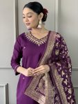 ATTRACTIVE VISCOSE CHANDERI SILK BEADS HAND WORK TOP BOTTOM WITH DUPATTA PARTY WEAR WHOLESALE PRICE ETHNIC GARMENT (6)