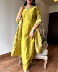 ATTRACTIVE VISCOSE CHANDERI SILK BEADS HAND WORK TOP BOTTOM WITH DUPATTA PARTY WEAR WHOLESALE PRICE ETHNIC GARMENT (4)