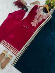 ATTRACTIVE VISCOSE VELVET SEQUENCE EMBROIDERY WORK TOP BOTTOM WITH DUPATTA FESTIVE WEAR WHOLESALE PRICE ETHNIC GARMENT (6)