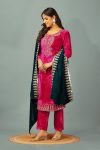 ATTRACTIVE VISCOSE VELVET SEQUENCE EMBROIDERY WORK TOP BOTTOM WITH DUPATTA FESTIVE WEAR WHOLESALE PRICE ETHNIC GARMENT (6)