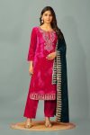 ATTRACTIVE VISCOSE VELVET SEQUENCE EMBROIDERY WORK TOP BOTTOM WITH DUPATTA FESTIVE WEAR WHOLESALE PRICE ETHNIC GARMENT (6)