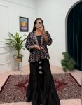 CHINON SILK EMBROIDERY WORK BLOUSE SHARARA WITH KOTI PARTY WEAR WHOLESALE PRICE ETHNIC GARMENT (3)