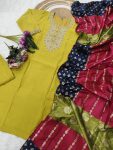DEISGNER VISCOSE CHANDERI SEQUENCE CODING EMBROIDERY WORK TOP BOTTOM WITH DUPATTA FESTIVE WEAR WHOLESALE PRICE ETHNIC GARMENT (5)