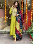 DEISGNER VISCOSE CHANDERI SEQUENCE CODING EMBROIDERY WORK TOP BOTTOM WITH DUPATTA FESTIVE WEAR WHOLESALE PRICE ETHNIC GARMENT (5)
