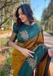 DESIGNER BANARASI SOFT SILK GOLD ZARI WEAVING WORK SAREE WITH UNSTITCHED BLOUSE PARTY WEAR WHOLESALE PRICE ETHNIC GARMENT (19)