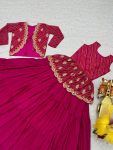 DESIGNER BHANDEJ EMBROIDERY THREAD WORK PEPLUM STYLE TOP LEHENGA WITH KOTI PARTY WEAR WHOLESALE PRICE ETHNIC GARMENT (6)