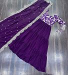 DESIGNER BLOOMING GEORGETTE JACQUARD SEQUENCE EMBROIDERY WORK GOWN WITH DUPATTA PARTY WEAR WHOLESALE PRICE ETHNIC GARMENT (29)