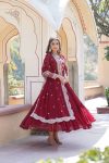 DESIGNER BLOOMING GEORGETTE JACQUARD SEQUENCE EMBROIDERY WORK GOWN WITH DUPATTA PARTY WEAR WHOLESALE PRICE ETHNIC GARMENT (24)