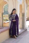 DESIGNER BLOOMING GEORGETTE JACQUARD SEQUENCE EMBROIDERY WORK GOWN WITH DUPATTA PARTY WEAR WHOLESALE PRICE ETHNIC GARMENT (29)
