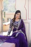 DESIGNER BLOOMING GEORGETTE JACQUARD SEQUENCE EMBROIDERY WORK GOWN WITH DUPATTA PARTY WEAR WHOLESALE PRICE ETHNIC GARMENT (29)