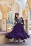 DESIGNER BLOOMING GEORGETTE JACQUARD SEQUENCE EMBROIDERY WORK GOWN WITH DUPATTA PARTY WEAR WHOLESALE PRICE ETHNIC GARMENT (29)