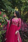 DESIGNER BLOOMING GEORGETTE JACQUARD SEQUENCE EMBROIDERY WORK GOWN WITH DUPATTA PARTY WEAR WHOLESALE PRICE ETHNIC GARMENT (3)
