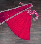 DESIGNER BLOOMING GEORGETTE JACQUARD SEQUENCE EMBROIDERY WORK GOWN WITH DUPATTA PARTY WEAR WHOLESALE PRICE ETHNIC GARMENT (3)