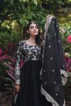 DESIGNER BLOOMING GEORGETTE JACQUARD SEQUENCE EMBROIDERY WORK GOWN WITH DUPATTA PARTY WEAR WHOLESALE PRICE ETHNIC GARMENT (9)